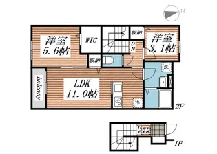 ベルリード吉岡上町B【2階】の間取り