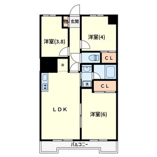 フォルトゥーナ新都心【4階】の間取り