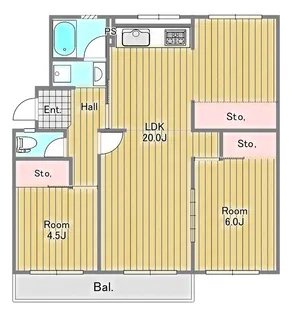 高倉台団地 1団地2号棟【4階】の間取り