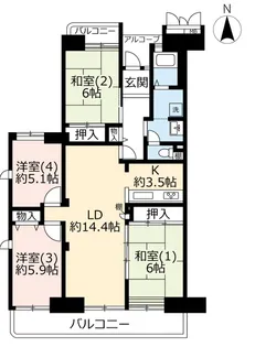 UR谷津パークタウン参番街【2階】の間取り