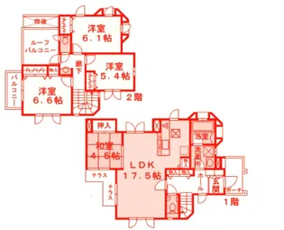 神奈川県横浜市都筑区茅ケ崎南5【一戸建】の間取り