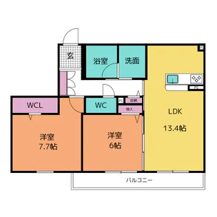 カーサフェリーチェ若草【3階】の間取り