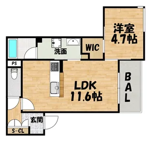 1LDKの間取り画像