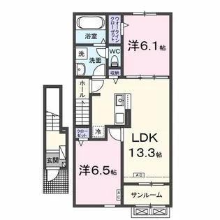 セレッソフローラーリアD【2階】の間取り