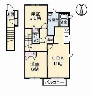 ヴェル・サワー B棟【2階】の間取り