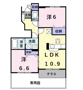 キャンパニュールB【1階】の間取り