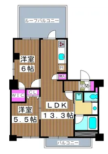 ルクレ板橋【6階】の間取り
