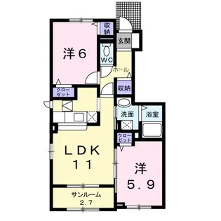 フルール・ブランシュI【1階】の間取り