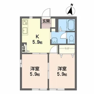 コーポシャイニング【1階】の間取り