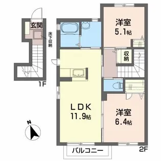 グリスィーヌE【2階】の間取り