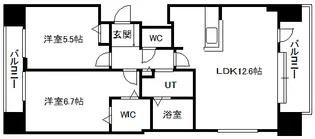 ドミ山鼻八条【3階】の間取り