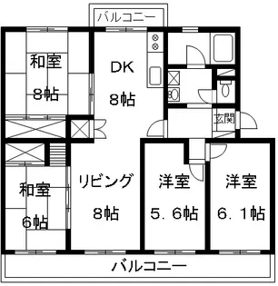 中央台ハイツ4号棟【5階】の間取り