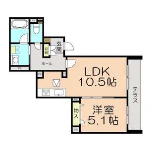 ベルフルール五月が丘【1階】の間取り