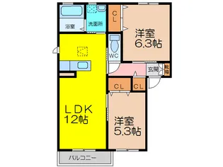 ソレアード南佐賀【1階】の間取り