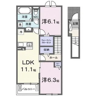 カーサ シトラス仏生山II【2階】の間取り