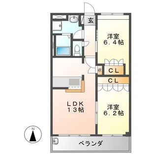 レイクハイム【2階】の間取り