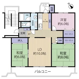 第二稲毛マリンハイツ【4階】の間取り