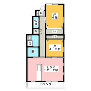 ウエストパーク羽根井 D【1階】の間取り