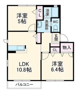 フレグランスOKINO B【2階】の間取り