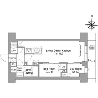 コンフォリア・リヴ南品川【3階】の間取り