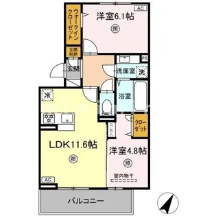 熊本県熊本市東区長嶺東4【アパート】の間取り