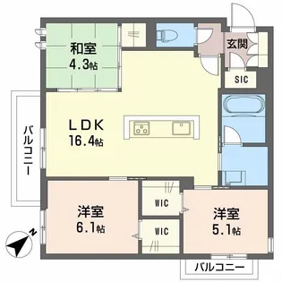 LUCE帯山西【2階】の間取り
