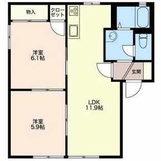 メルベール西富田【1階】の間取り