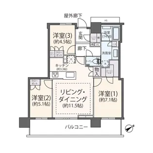 グレーシアタワーズ海老名ウエスト【8階】の間取り