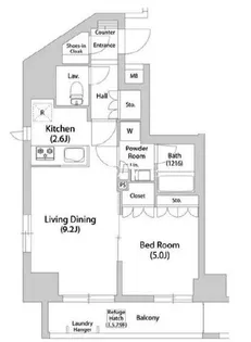 ブリッサ本郷真砂【7階】の間取り