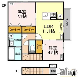 東京都東久留米市金山町2【アパート】の間取り