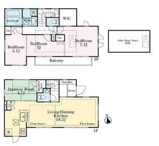 東京都小平市回田町【一戸建】の間取り