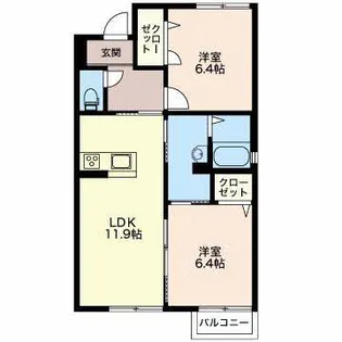 メゾンエトワール【2階】の間取り
