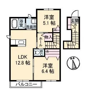 花ぽーと E棟【2階】の間取り
