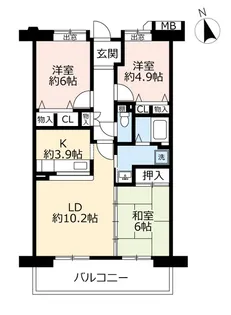 URアーバンラフレ虹ヶ丘南【1階】の間取り