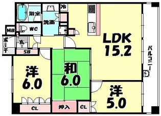 カスタリア上町台【8階】の間取り