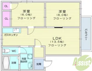 ガーデンビレッジC棟【2階】の間取り