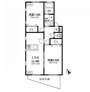 シャトレふれあいの丘【1階】の間取り