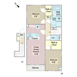 Suntre A棟【2階】の間取り