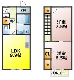 ピースフルタウンA棟【1階】の間取り