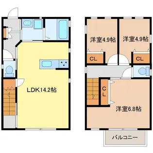 愛知県名古屋市名東区西里町2【一戸建】の間取り