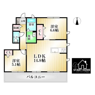 シャーメゾン川内B【1階】の間取り