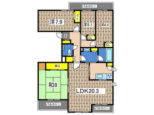 ハイツ東戸塚IIB号棟【5階】の間取り