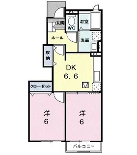 埼玉県所沢市大字下安松【アパート】の間取り