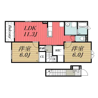 千葉県印旛郡酒々井町下岩橋【アパート】の間取り