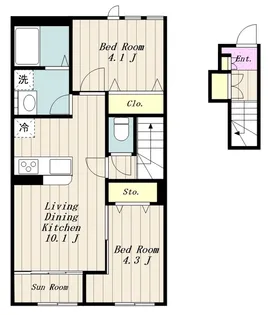 東京都八王子市片倉町【アパート】の間取り