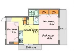 広島県広島市中区舟入南5【マンション】の間取り