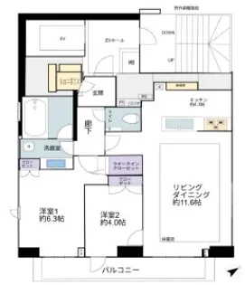 オープンレジデンシア虎ノ門【15階】の間取り