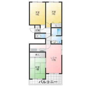 レインボー二女子【1階】の間取り