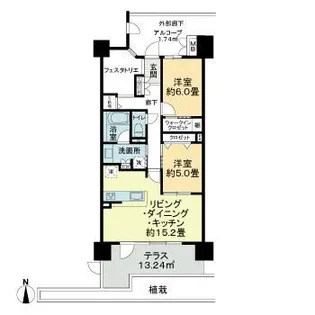 サーパス上之町ミッドレジデンス【1階】の間取り