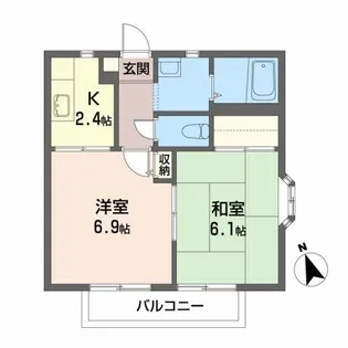 コーポラスカマタII【1階】の間取り